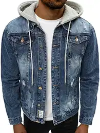 Herren Jeansjacke Jacke Jeans Winterjacke Gefüttert Übergangsjacke Herbstjacke Vintage Herrenjacke Winter Übergangs Denim Bikerjacke Sherpa Jacket Übergangs NB/MJ505BZ BLAU M
