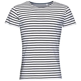 Matrosen-T-Shirt für Herren/Jungen Marineblau-T-Shirt mit kurzen Ärmeln, Marineblau und Weiß mit Streifen T-Shirt aus 100 % Baumwolle , blau, M