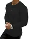 Muscle Cmdr Muscle Henley Shirt Herren Langarm, Slim-fit Langarmshirt, Freizeit T-Shirt aus Baumwolle mit Kurzen/Langen Ärmeln,Schlanke Passform Geripptes Hemd Schwarz/M