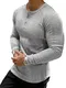 Muscle Cmdr Muscle Henley Shirt Herren Langarm, Slim-fit Langarmshirt, Freizeit T-Shirt aus Baumwolle mit Kurzen/Langen Ärmeln,Schlanke Passform Geripptes Hemd Grau/M