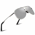 wearPro Sonnenbrille Herren Polarisierte Sonnenbrille Damen Metallrahmen Polarisiert Unisex UV400 silber