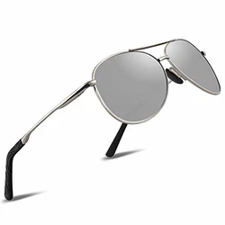 wearPro Sonnenbrille Herren Polarisierte Sonnenbrille Damen Metallrahmen Polarisiert Unisex UV400 silber