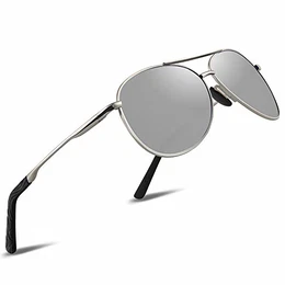 Sonnenbrille Herren Polarisierte Sonnenbrille Damen - Metallrahmen Polarisiert sonnenBrille Herren Fahren Unisex UV400 (4-silber Silber)