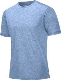 Laufshirt Herren Kurzarm Sportshirt Atmungsaktiv Trainingsshirt Regular Fit Casual Shirt Funktionsshirt Surfer Shirt Wandershirt Hellblau M