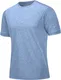 MAGCOMSEN Laufshirt Herren Kurzarm Sportshirt Atmungsaktiv Trainingsshirt Regular Fit Casual Shirt Funktionsshirt Surfer Shirt Wandershirt Hellblau M