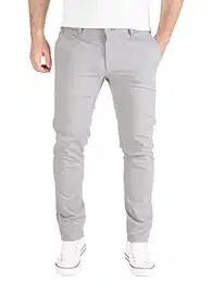Derrick - Chino Hose Herren Slim Fit - Stretch Stoffhose - Männer Chinohosen - Chinohose, Grau (Wet Weather 165101), W31/L32