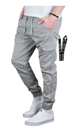 Herren Cargohose Jones inkl. Key Chain Cargo Hose Freizeithose Chino Outdoorhose Stoffhose (Hellgrau, M)