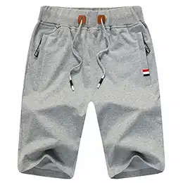 Sport Shorts Herren Kurze Hose Sommer beiläufig Baumwolle Elastische Taille Sweat Shorts Hellgrau Small