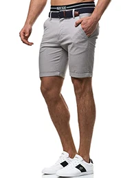 Herren Bryant Chino Shorts mit 4 Taschen Bermuda Herren Chino Shorts f. Männer Lt Grey M