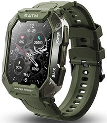 Smartwatch Herren Militärische 5ATM Wasserdicht Sportuhr Fitness Tracker für Android IOS Grün