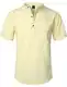 LucMatton Sommerhemd Herren, aus Baumwolle, Leinen, Kurzarm, casual Henley-Hemd, leichte Sommer-Oberbekleidung für den Strand, mit Stehkragen, Beige Gelb, M