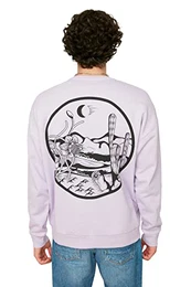 Herren Landscape Print Oversized Crew Neck Sweatshirt, Lila, L EU