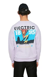 Herren Jung Oversized Basic Rundhalsausschnitt Webstoff Sweatshirt