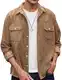 COOFANDY Herren-Cord-Hemd, lässig, Knopfleiste, leichte Jacke, Dunkles Khaki, Mittel
