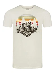 Herren T-Shirt RIVLukas Fotodruck Rundhals O-Neck Kurzarm Shirt Regular Baumwolle Weiß M, Größe:M, Farbe:Offwhite (DJD)