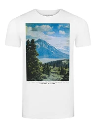 Herren T-Shirt RIVLukas Fotodruck Rundhals O-Neck Kurzarm Shirt Regular Baumwolle Weiß M, Größe:M, Farbe:White (CJD)