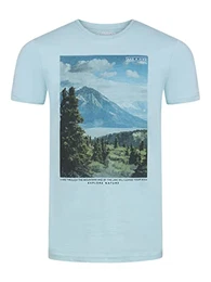 Herren T-Shirt RIVLukas Fotodruck Rundhals O-Neck Kurzarm Shirt Regular Baumwolle Blau S, Größe:S, Farbe:Light Aqua Blue (CJD)