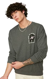 Herren Oversized Basic Rundhalsausschnitt Webstoff Sweatshirt