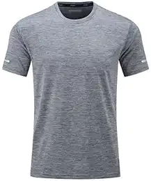 Funktionsshirt Herren Laufshirts Kurzarm Männer Leicht Arbeit Shirts Polyester T-Shirts Tops, Hellgrau, XL