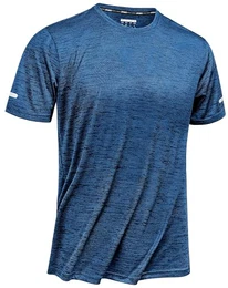 Trainingsshirt Herren Kurzarm Casual T-Shirt Tennis Shirt Basic Tee Tops mit Rundem Ausschnitt, Mittelblau, M