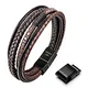 Speroto armband herren lederarmband herren leder armband für männer herren armband(braun style B,22cm)