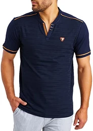 T-Shirt Herren Sommer V-Kragen Baumwolle-Anteil Basic Männer Shirt Jungen Kurzarmshirt Kurzarm Sleeve LN55740 Blau Größe M