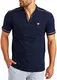 Leif Nelson T-Shirt Herren Sommer V-Kragen Baumwolle-Anteil Basic Männer Shirt Jungen Kurzarmshirt Kurzarm Sleeve LN55740 Blau Größe M