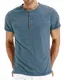 Hisir Henley Shirt Herren Sommer Classic Baumwolle Kurzarm Knopf T-Shirt Beiläufig T Shirts für Männer (VG Blau, M)