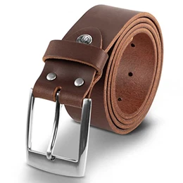 Leder-Gürtel Herren 40 mm breit, Gürtel Herren Vollledergürtel aus Büffelleder braun, Farbe/Color:braun, Size US/EU:Bundweite 105 cm Gesamtlänge 120 cm W 41.5 XL