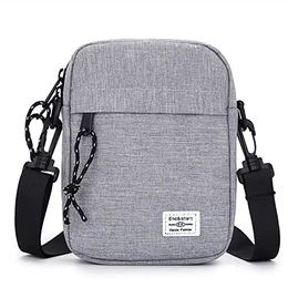 Schultertasche für Handy und Geldbörse, Umhängetasche mit Geldbörse Herren, Reißverschluss Umhängetaschen Herrentasche Brieftasche Handytasche Handtasche, Grau
