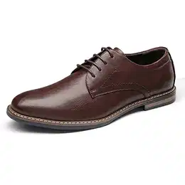Herren Anzugschuhe Klassischer Business Lederschuhe Schnürhalbschuhe Derby Oxfords Schuhe Dunkelbraun 43 (EUR) SBOX2215M-E
