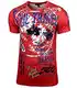 Baxboy Herren Sommer Rundhals-Ausschnitt Vintage Sportlich elegant Totenkopf Kurzarm T-Shirt Slim Fit Design Crew Neck Fashion Top Print Shirt B-117, Farbe:Camel, Größe:XL