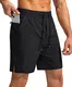 Soothfeel Herren Laufshorts mit Reißverschlusstaschen, schwarz, Mittel