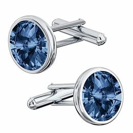 925-Sterling Silber Manschettenknöpfe mit Kristallen - Rivoli - Montana - Elegante für Hemd Jungen - Schmuck Für Herren mit Geschenkbox