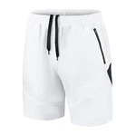 Herren Sport Shorts Kurze Hose Schnell Trocknend mit Reißverschlusstasche Weiß