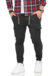 Herren Cargohose Chino-Hose Jogger Jeans-Hose Cargo 80-9399 Schwarz W32