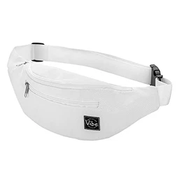 Vibe Bauchtasche Gürteltasche für Damen, Herren & Kinder (weiß) - Fanny Pack Tasche, Hüfttasche, Handytasche für Festival, Party, Rave, Sport, Outdoor, Fitness, Fahrrad, Joggen