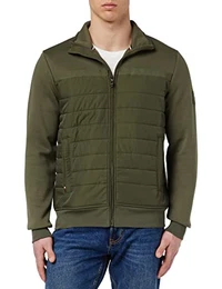 Herren Strickjacke Cardigan mit Reißverschluss Mix Media Zipper, Grün (Army Green), 3XL