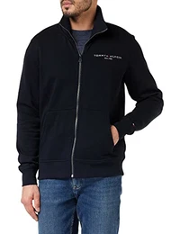 Herren Tommy Logo Zip Thru Stehkragen Hoodies, Desert Sky, M