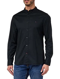 Herren Natürliches, weiches Mao-Rf-Hemd Freizeithemden, Black, L