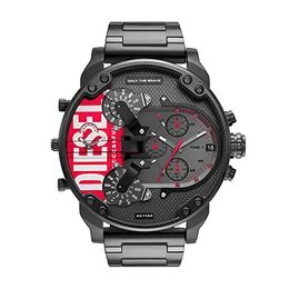 Herrenuhr Mr. Daddy 2.0, Chronographenwerk, 57 mm, schwarzes Edelstahlgehäuse mit Edelstahlarmband, DZ7463