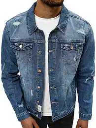 Herren Jeansjacke Jacke Jeans Winterjacke Gefüttert Übergangsjacke Herbstjacke Vintage Herrenjacke Winter Übergangs Denim Bikerjacke Sherpa Jacket Übergangs NB/MJ507BZ BLAU M
