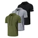 ZENGVEE 3er Pack Sport Shirt Männer Sport Tshirts Herren Schnelltrocknend Atmungsaktiv Laufshirt Kurzarm Sport Fitness Hoodie mit Handytaschen(550-Black Gray Green-XL)