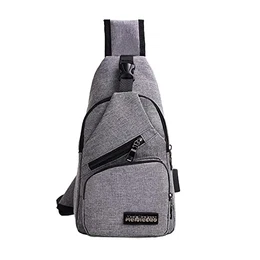 Wasserdichter Canvas Schulterrucksack Vintage Unisex Herren Kleiner Sling Rucksack Umhängetasche Umhängetasche Outdoor Sport Freizeit,Grau