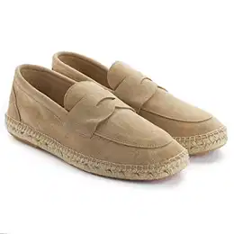 Mokassins für Herren, lässig, Sommer, aus Leder und Jute, handwerkliche Schuhe von höchster Qualität, beige, 40 EU
