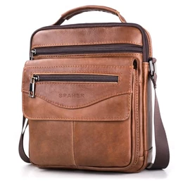 Umhängetasche Leder Herren Herrentasche Schultertasche Echtes Leder Handgelenktasche Herren Schultertasche Crossbody Bag Messenger Bags Geschenk für Männer