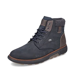 Herren Schnürstiefel B3343, Männer Stiefel,lose Einlage,wasserdicht,riekerTEX,uebergangsschuhe,schnürboots,Men's,blau Kombi (15),43 EU / 9 UK