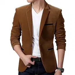Herren Casual Blazer Slim Fit Business Anzug Jacken Stehkragen Anzugjacke Fester Lässigerr Einreihiger Sportmantel mit Einem Knopf Klassischer Bequemer Blazer B Braun M