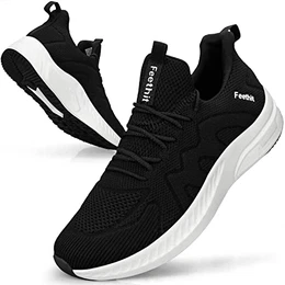 Sneaker Herren Schuhe Sportschuhe Laufschuhe Turnschuhe Herren Tennis Fitness Jogging Walkingschuhe Leichtgewichts Atmungsaktiv Freizeit Straßenlaufschuhe Schlüpfen Schuhe Schwarz & Weiß 41 EU