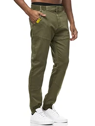Herren Zannes Stoffhose mit 5 Taschen Stretch Hose Herrenhose für Männer Dark Olive M
